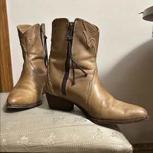 Free People New Frontier Leather Cowboy Ankle Boots